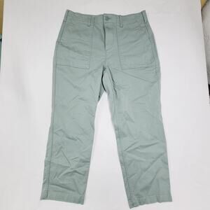 LANDS' END Mid Rise Straight Leg Cotton/Spandex Pants/Jeans Light Green 14P